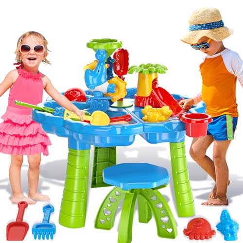 deAO Sandwassertisch,Kinder-Strand-Sommerspielzeug, Sandkasten-Tisch für Outdoor-Aktivitäten,...