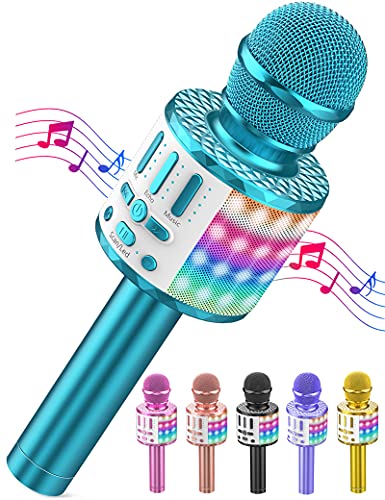 LED Drahtloses Bluetooth Mikrofon zum Singen, Spielzeug Kinder, Heim KTV Karaoke Maschine, Tragbares...