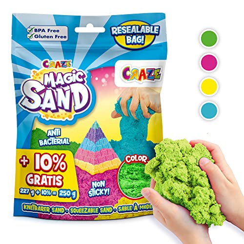 CRAZE MAGIC SAND | Knetsand Refill-Pack, 250g Nachfüllpack bunter magischer Sand, BPA-und...