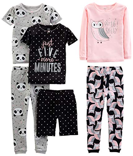 Simple Joys by Carter's Mädchen 6-piece Snug Fit Cotton Pajama Set Pyjamaset, Grau Panda/Rosa...