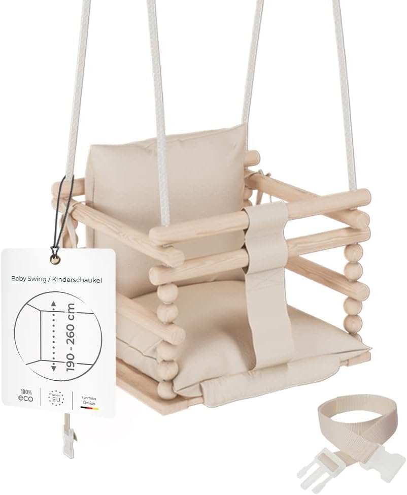 MAMOI® Babyschaukel, Schaukel Indoor, Holzschaukel für Baby und Kinder, Kinderschaukel, Schaukeln...