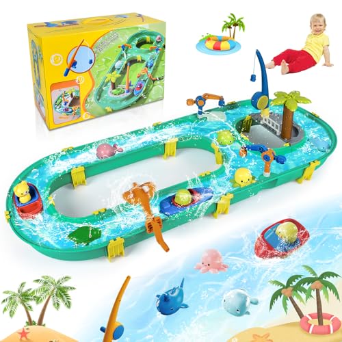 JONRRYIN Wassertisch Spielzeug, Wassertisch Kinder Draußen Spielzeug, Strandspielzeug Wasserbahn...