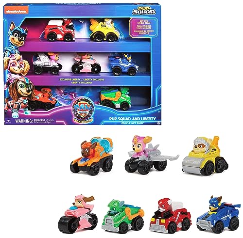 PAW PATROL: Der Mighty Kinofilm, 7-teiliges Pup Squad Racers-Geschenkset mit Liberty-Spielzeugauto,...