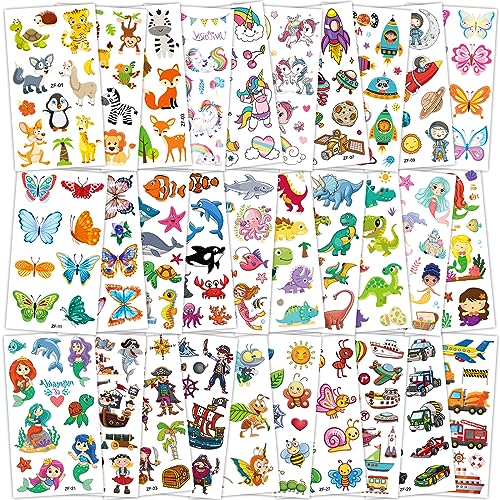 Habett Tattoo Kinder 300+ Set Mädchen Jungen Weltraum Dinosaurier Tiere Einhorn Schmetterling...