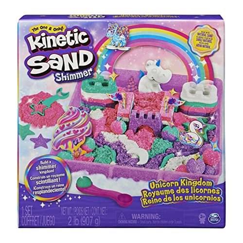 Kinetic Sand Magischer Sand – Einhorn-Königreich 907 G + 8 Formen – Erstellen Sie verschiedene...