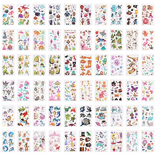 ACWOO Tattoo Kinder, 500+ Set Wasserdichte Kindertattoos Temporäre Kindertattoos, Einhorn Weltraum...