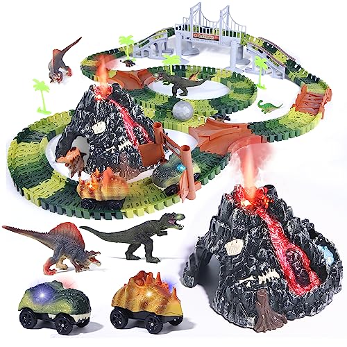 Dinosaurier Autorennbahn Vulkan Dino Spielzeug ab 3 4 5 6 7 Jahre Junge Geschenk Strax Bahn Track...