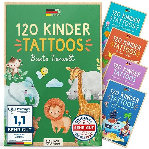 Famifidus 120 hautfreundliche Kinder Tattoos I I Dermatologisch SEHR GUT I Kindertattoos MADE IN...